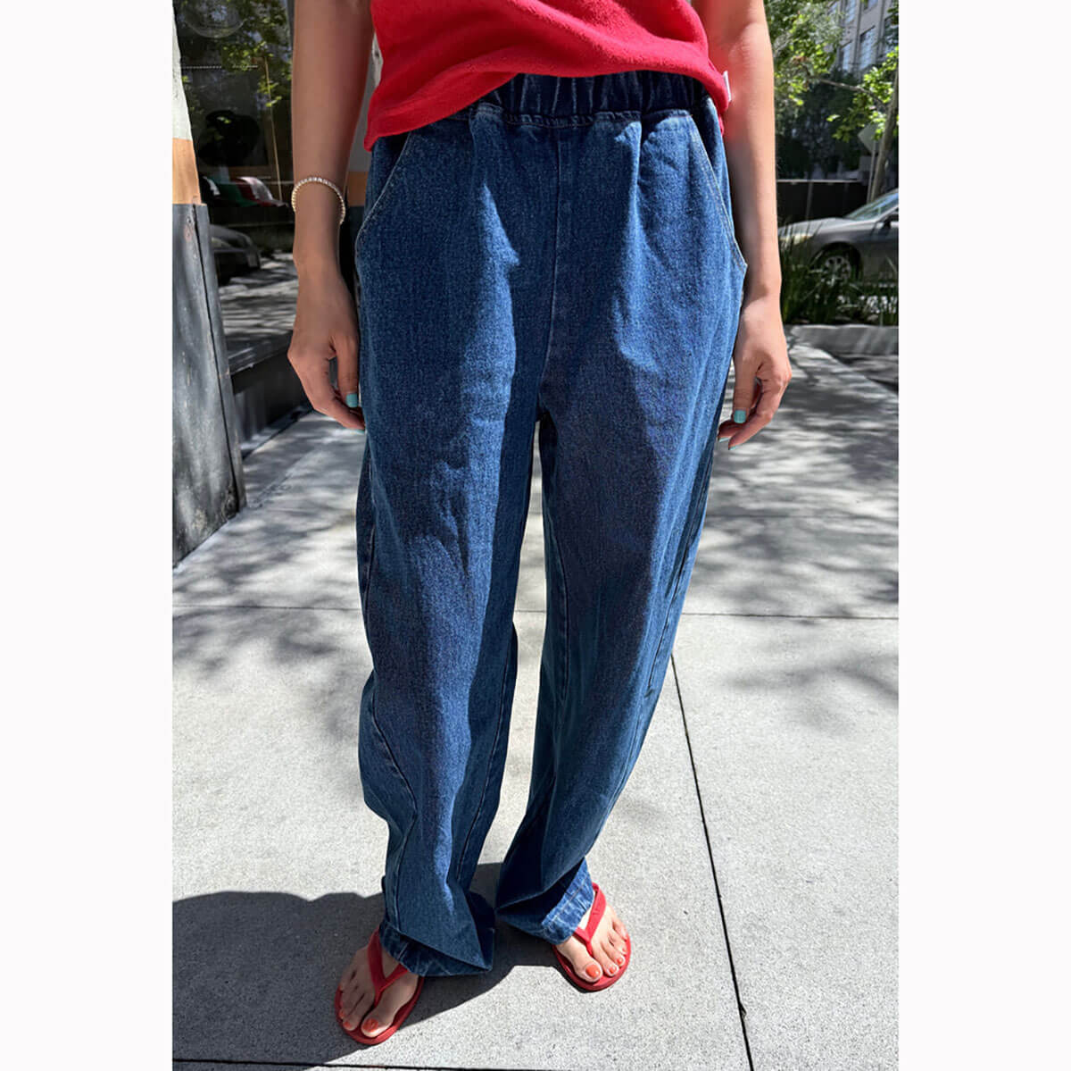 Long Arc Pants in Blue Denim by Le Bon Shoppe
