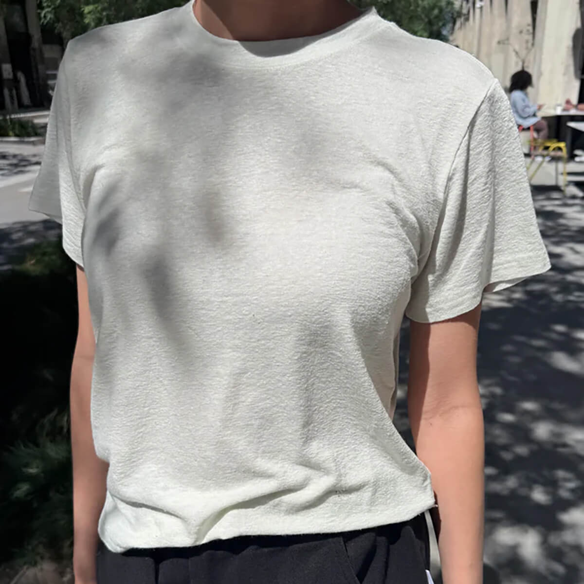 Bo Linen Blend Tee in Salt by Le Bon Shoppe