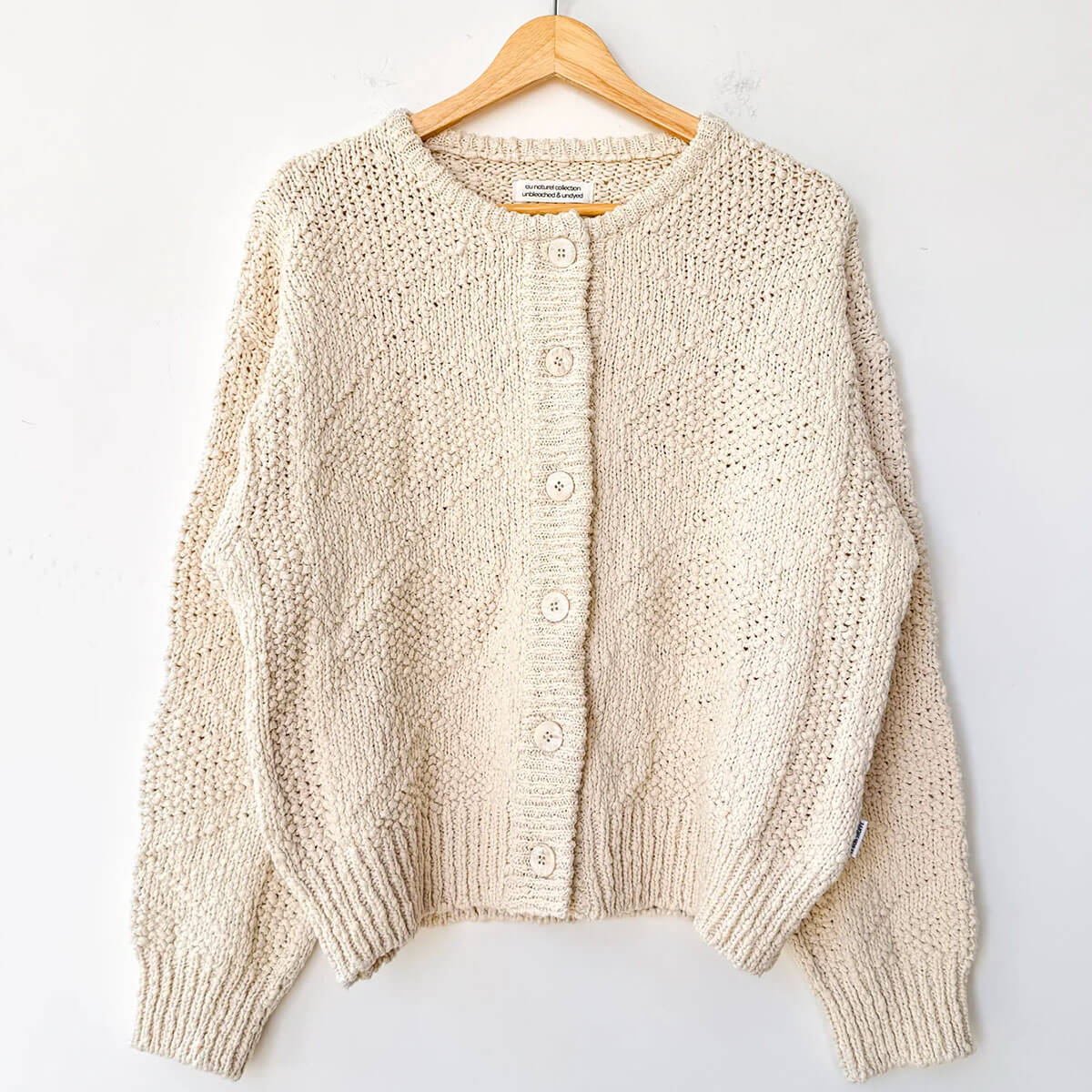 Mason Cotton Cardigan in Naturel by Le Bon Shoppe