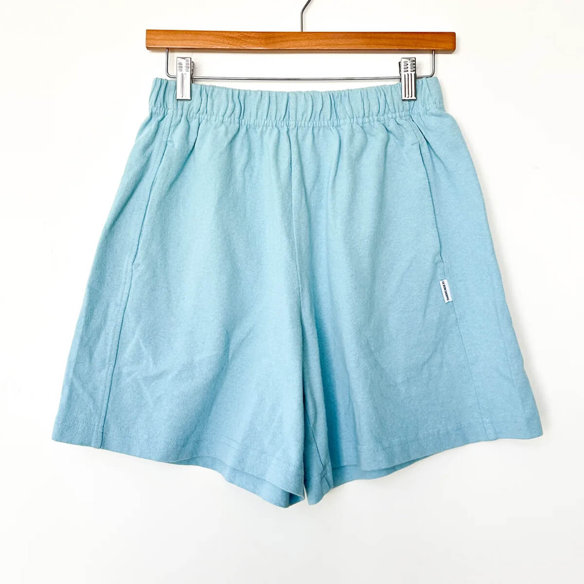 Flared Basketball Shorts in Sky Blue by Le Bon Shoppe