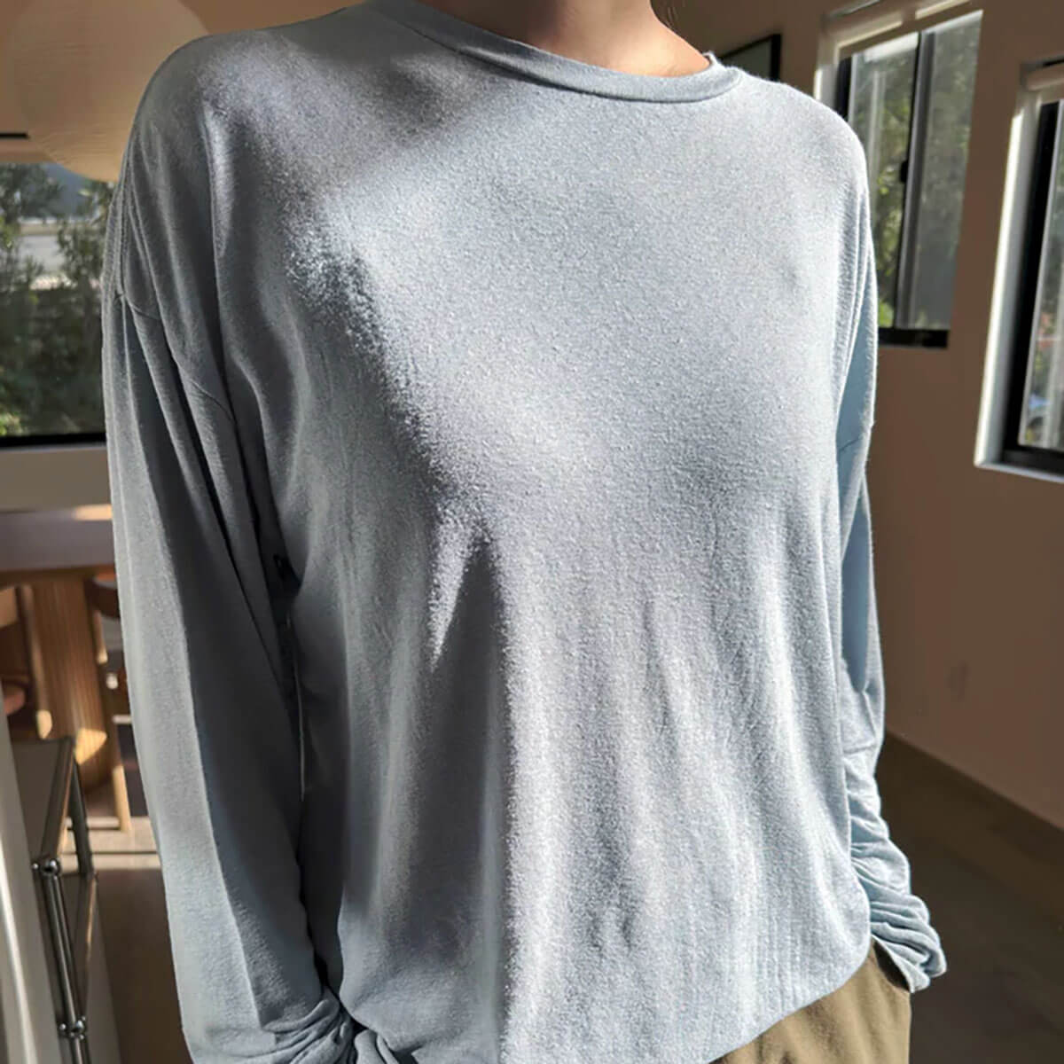 Haze Linen Blend Tee in Moonbeam by Le Bon Shoppe
