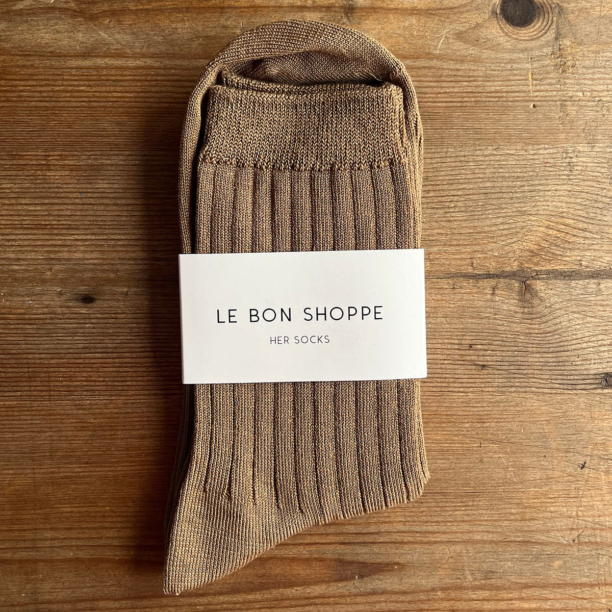 Her Adult Socks in Dark Tan by Le Bon Shoppe