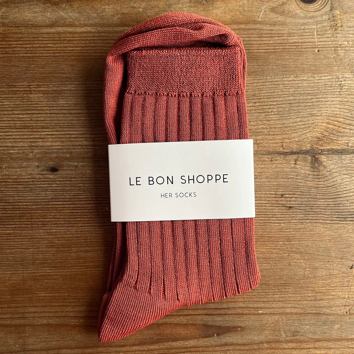 Her Adult Socks in Terracotta by Le Bon Shoppe