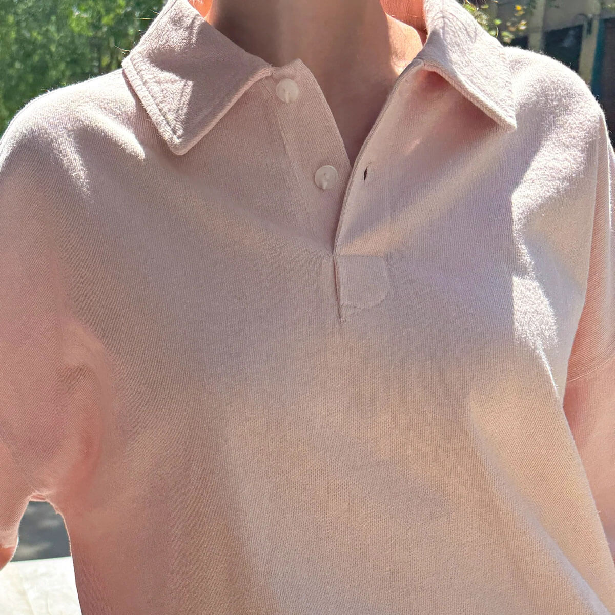 Polo Sweatshirt in Baby Pink by Le Bon Shoppe