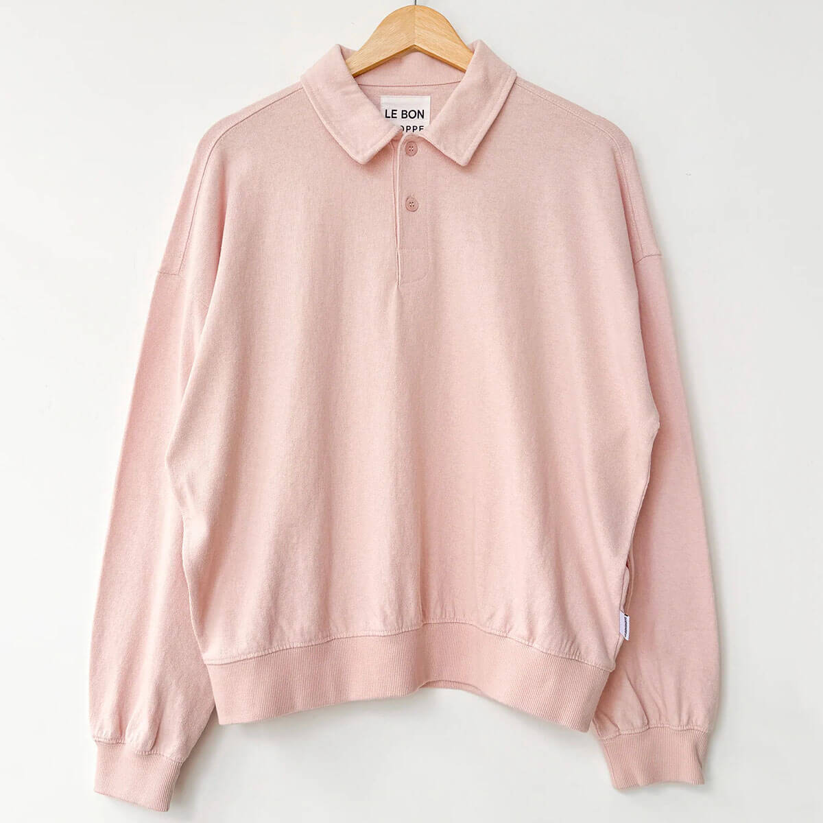 Polo Sweatshirt in Baby Pink by Le Bon Shoppe