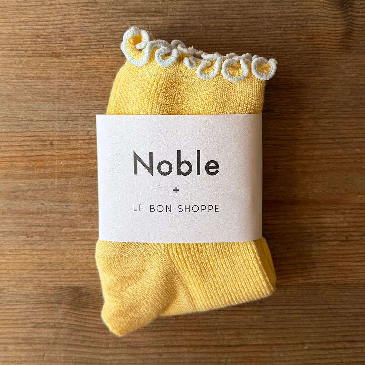 The Petite Ruffled Hugger Adult Modal Socks in Butter / Baby Blue by Le Bon Shoppe