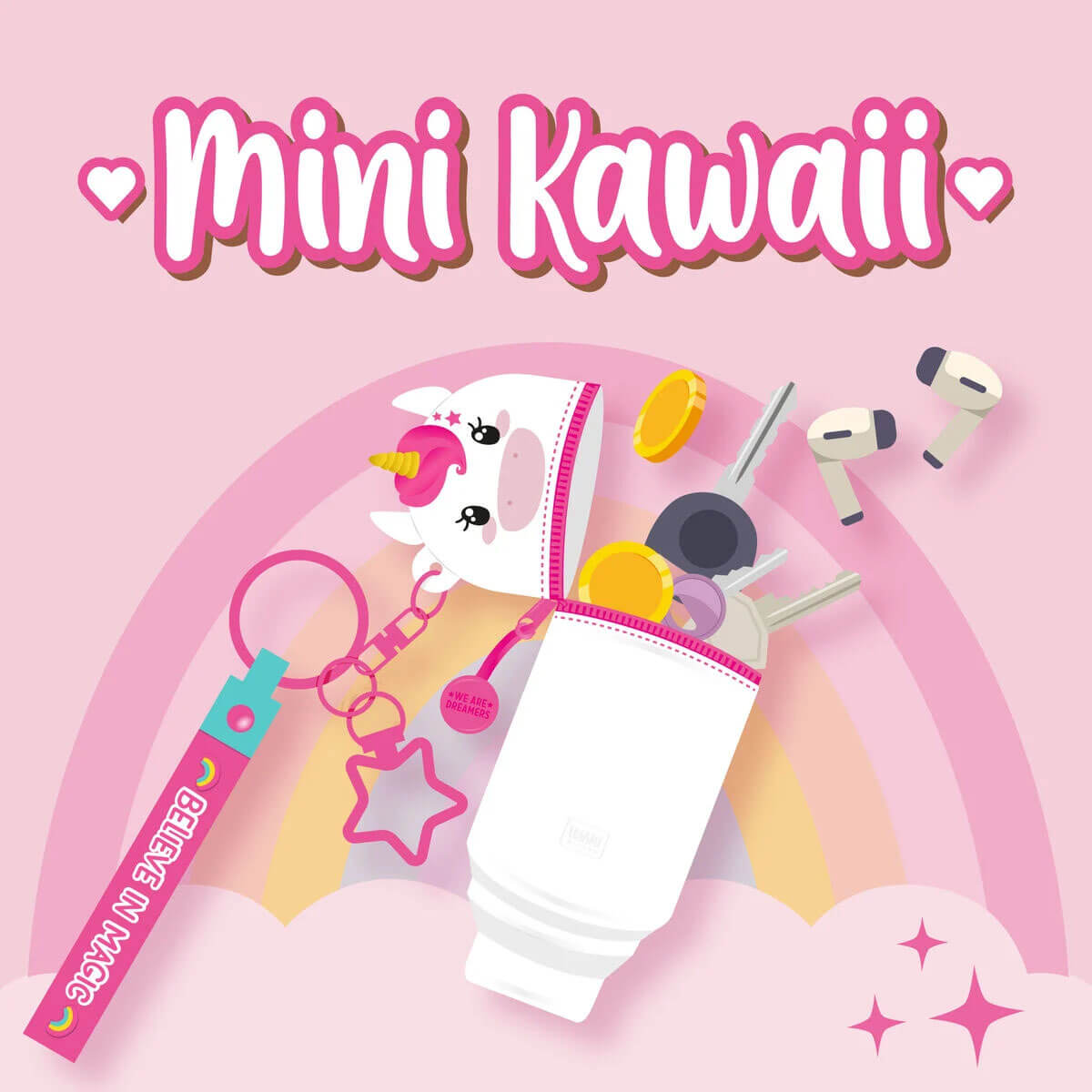 Unicorn Mini Kawaii Coin Purse With Key Ring by Legami