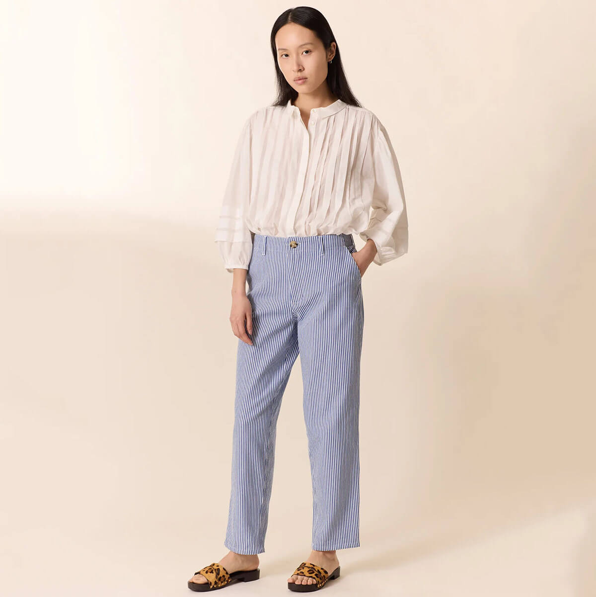 Armina Stripe Pants in Blue by Leon & Harper