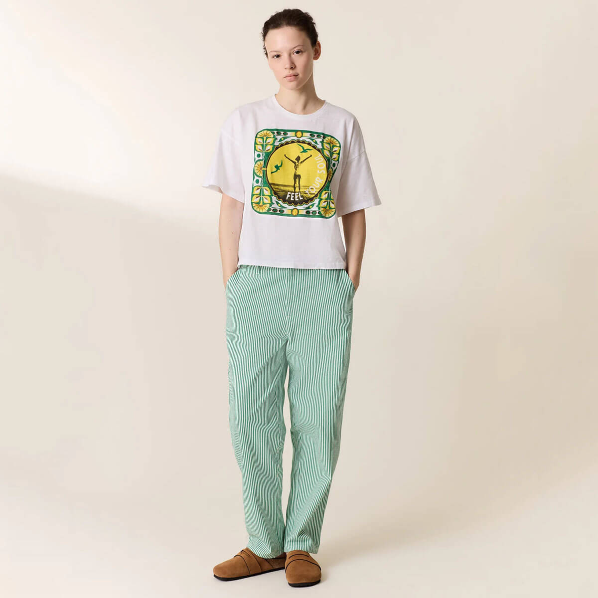 Armina Stripe Pants in Green by Leon & Harper