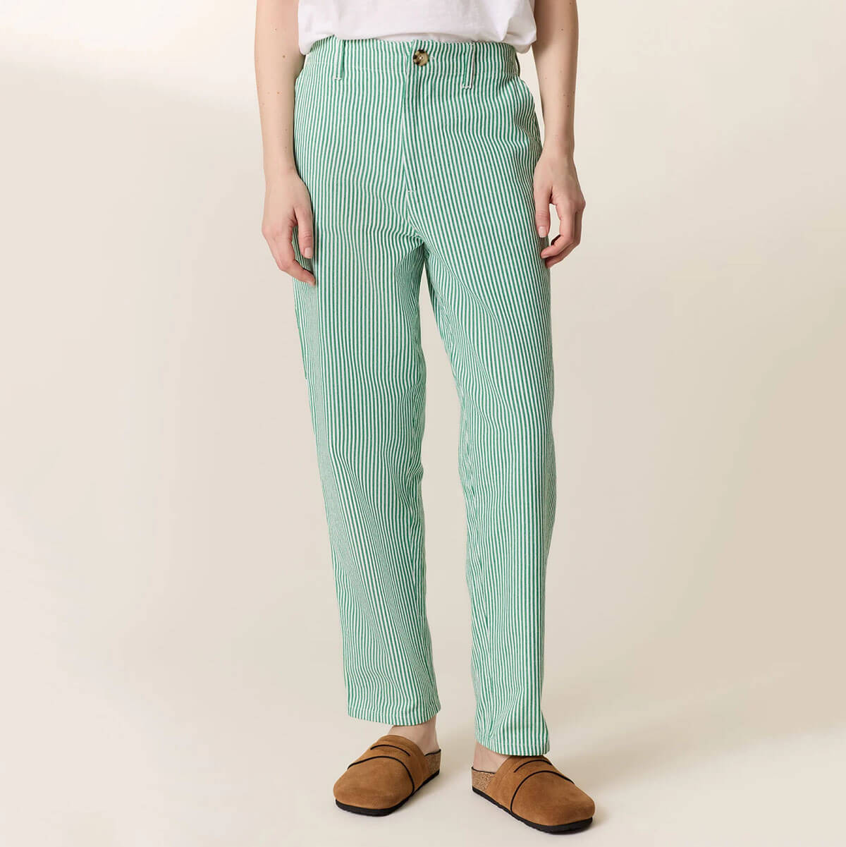 Armina Stripe Pants in Green by Leon & Harper