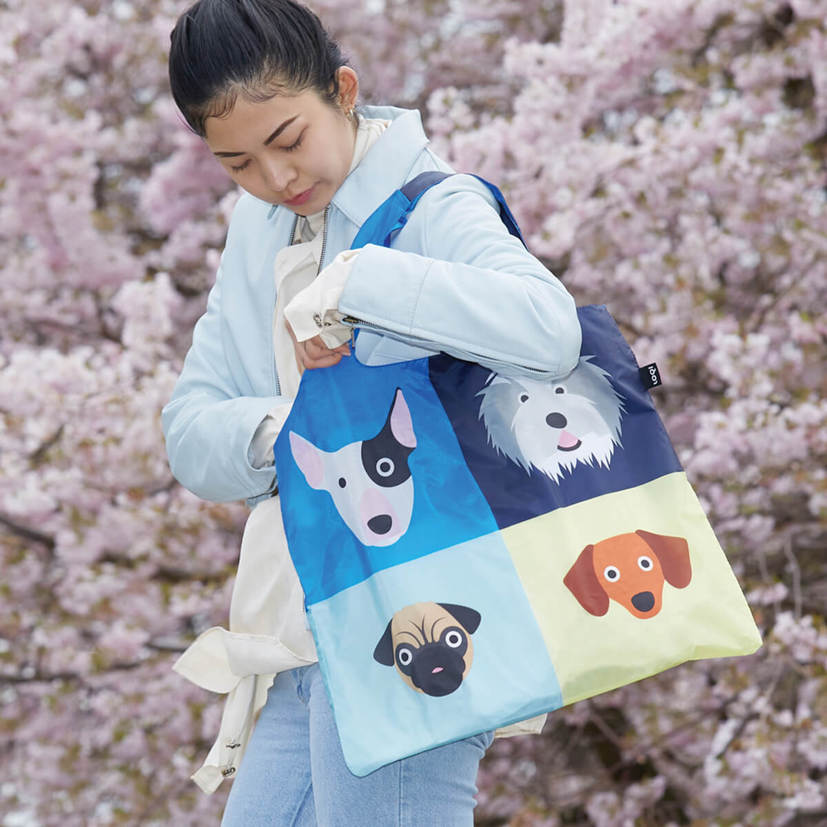 Stephen Cheetham Dogs Recycled Shopping Bag by Loqi