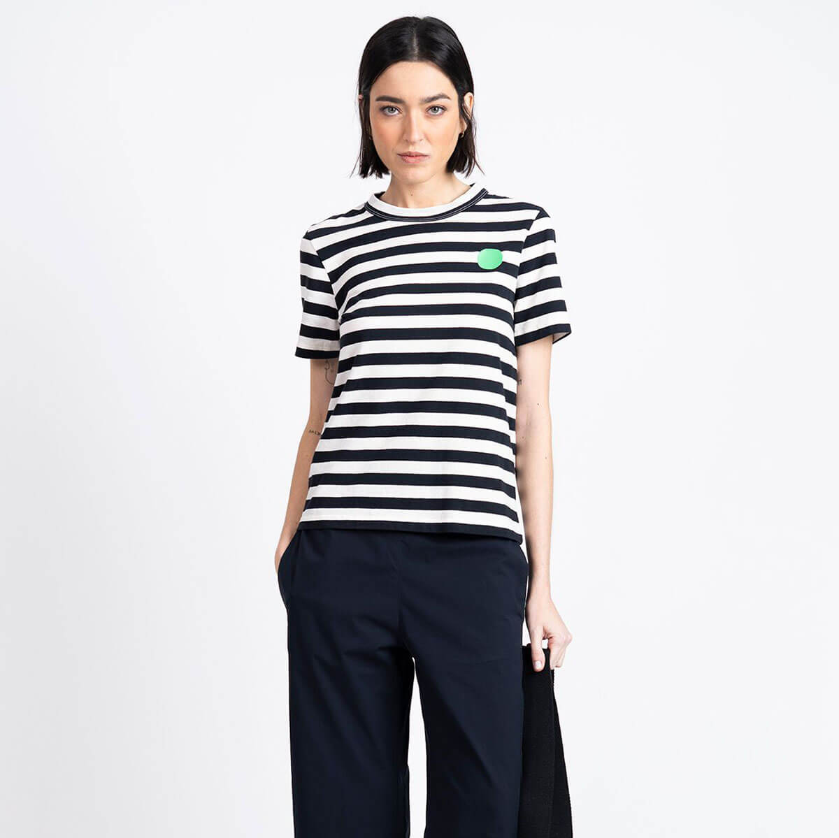 Hazpe Dot T-Shirt in Off White / Navy by Loreak Mendian
