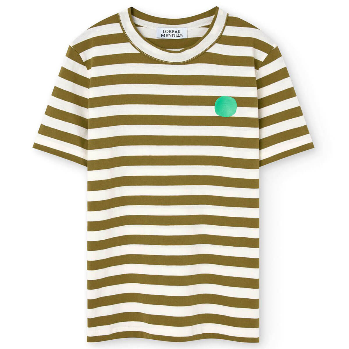 Hazpe Dot T-Shirt in Off White / Olive by Loreak Mendian