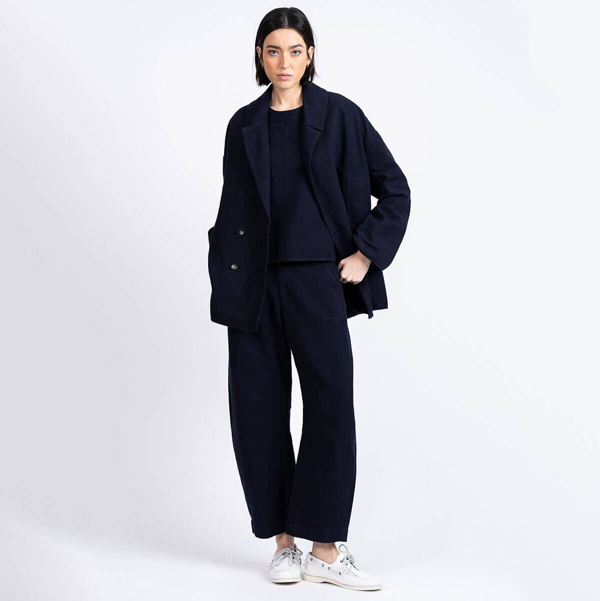 Tome Trousers in Navy by Loreak Mendian