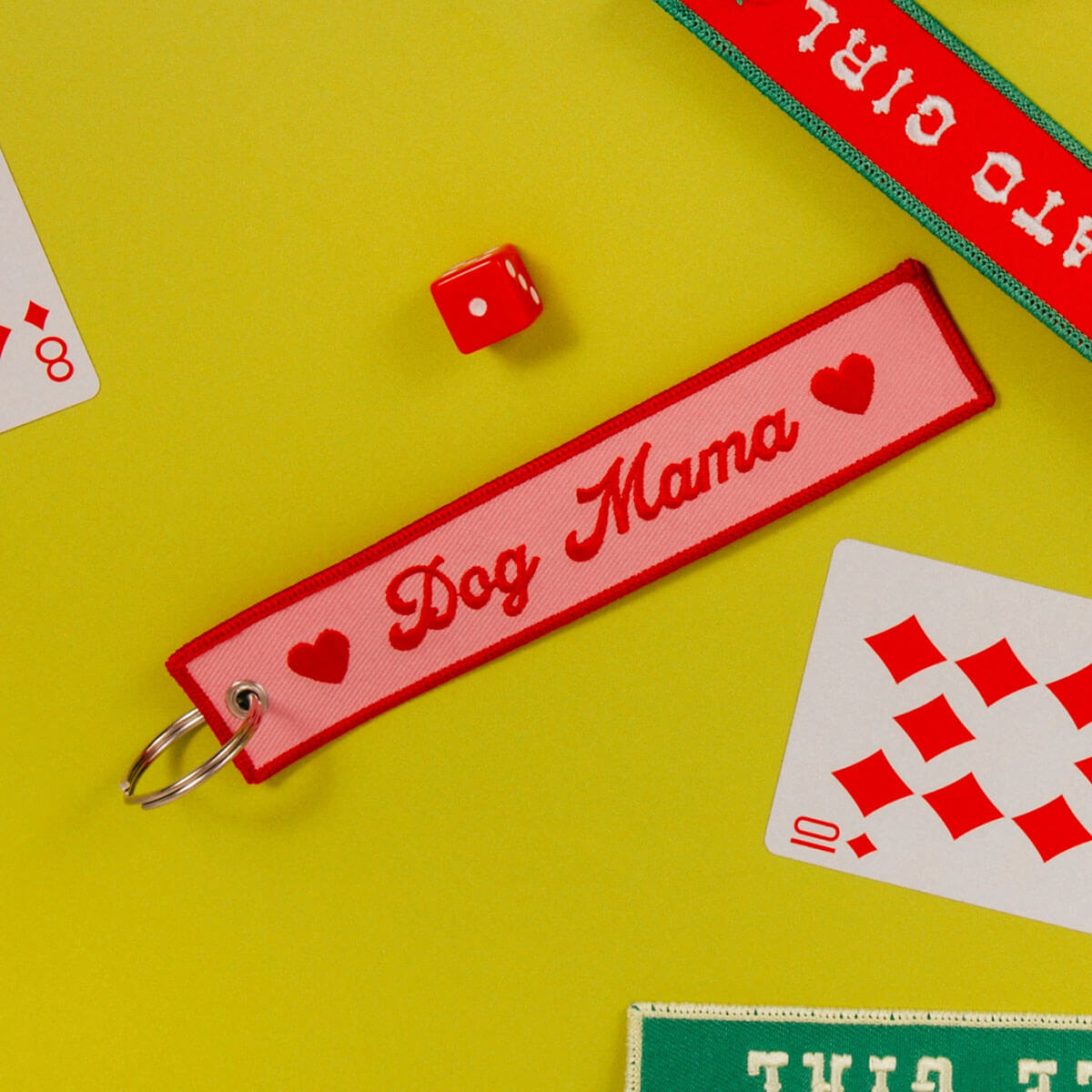 Dog Mama Embroidered Keyring by Lucky Goods Paper