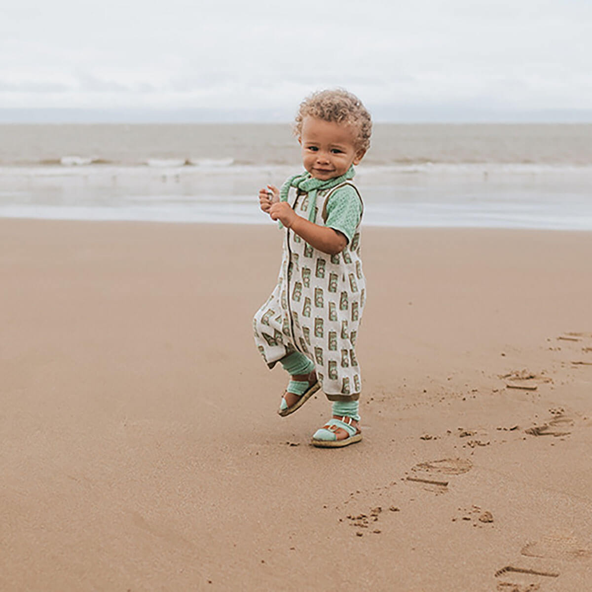 Juice Box Romper in Green Apple by Mabli