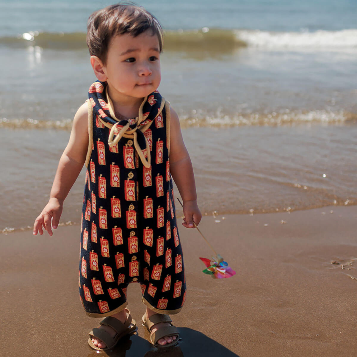 Juice Box Romper in Red Apple by Mabli
