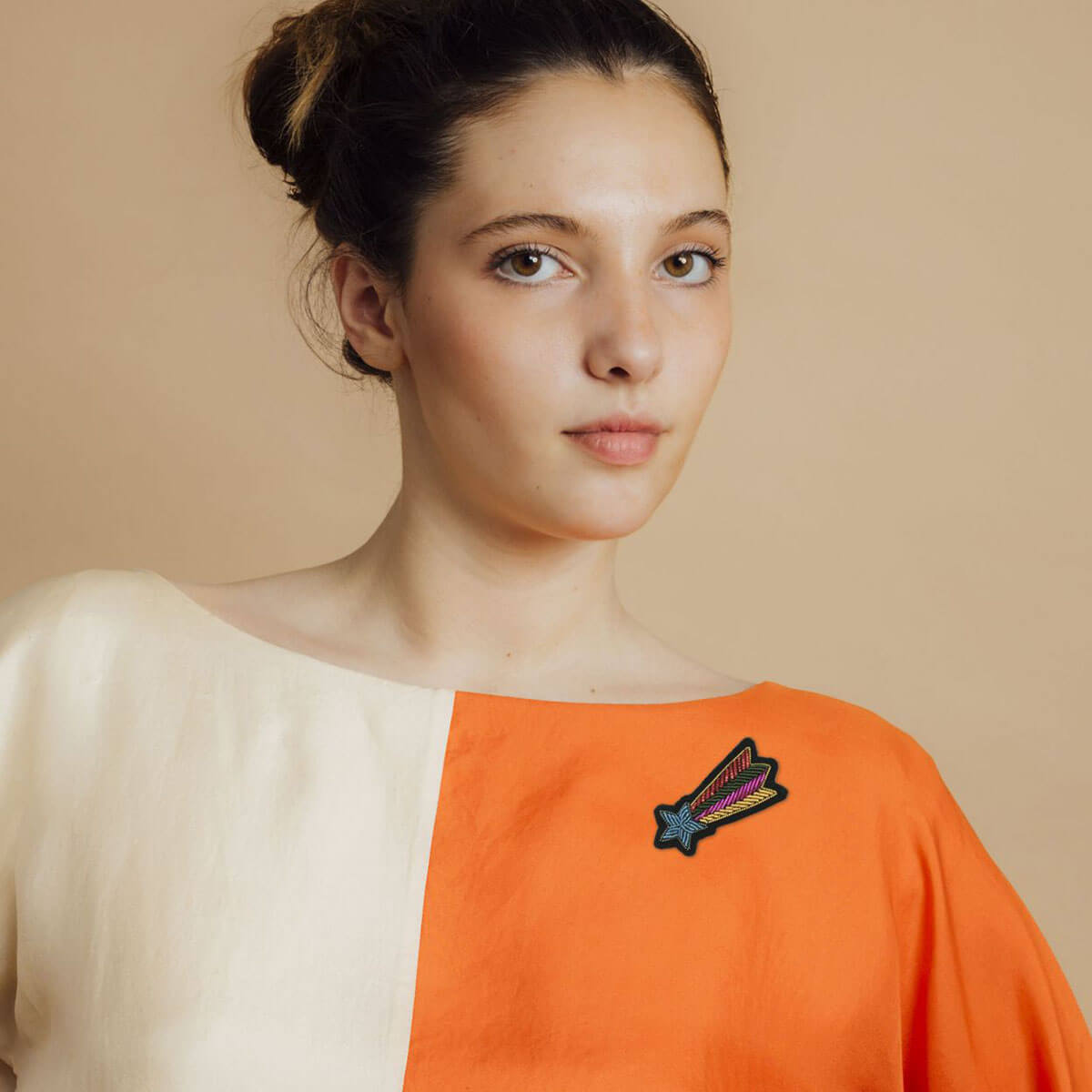 Rainbow Shooting Star Hand Embroidered Brooch by Macon & Lesquoy