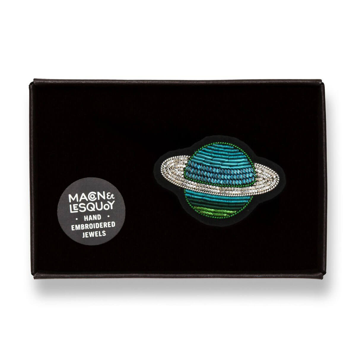 Saturn Hand Embroidered Brooch by Macon & Lesquoy