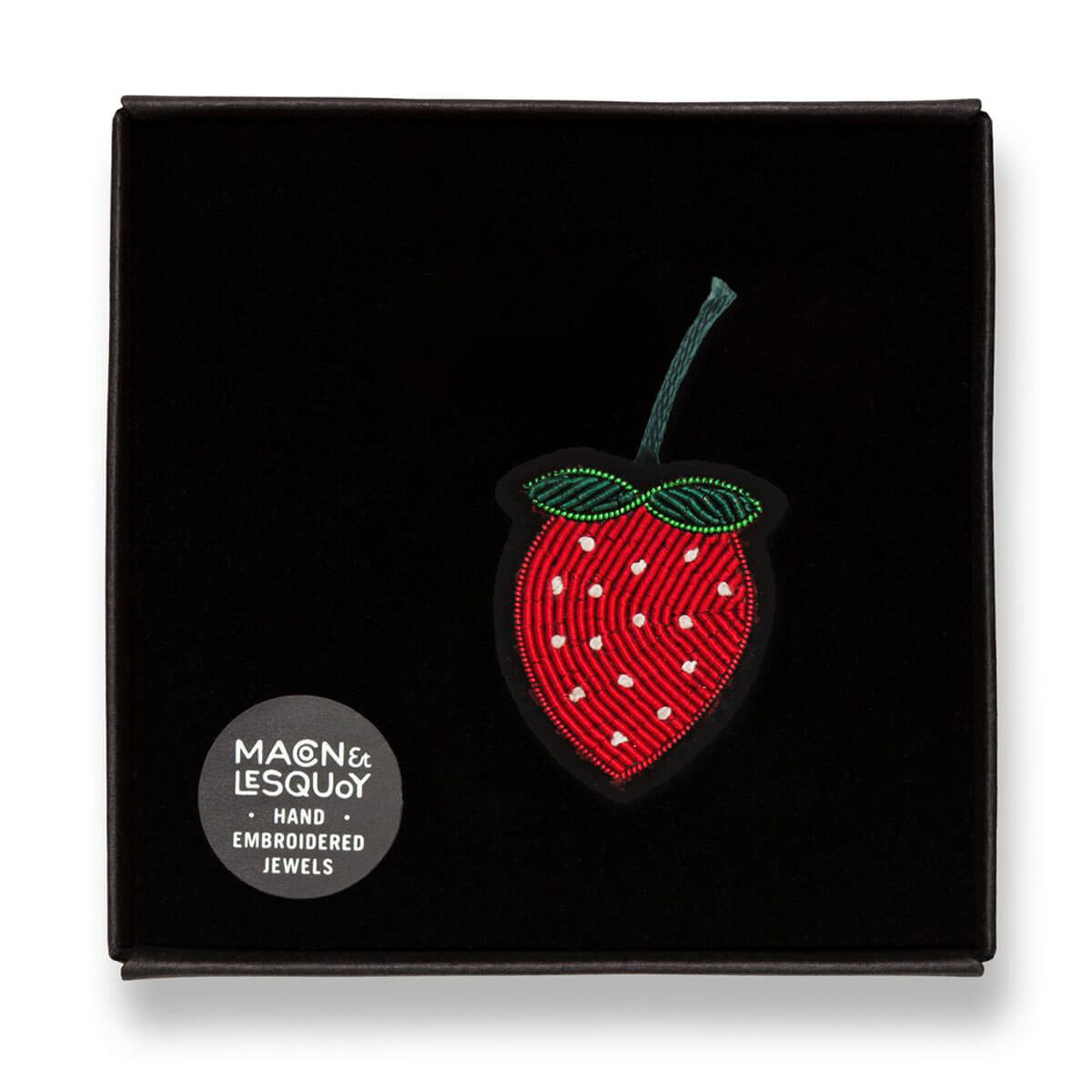 Sweet Strawberry Hand Embroidered Brooch by Macon & Lesquoy