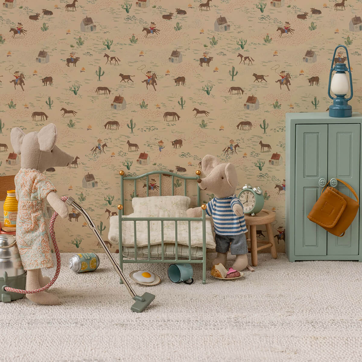 Vintage Single Bed for Mouse in Mint by Maileg