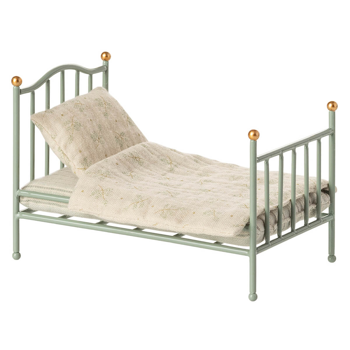 Vintage Single Bed for Mouse in Mint by Maileg
