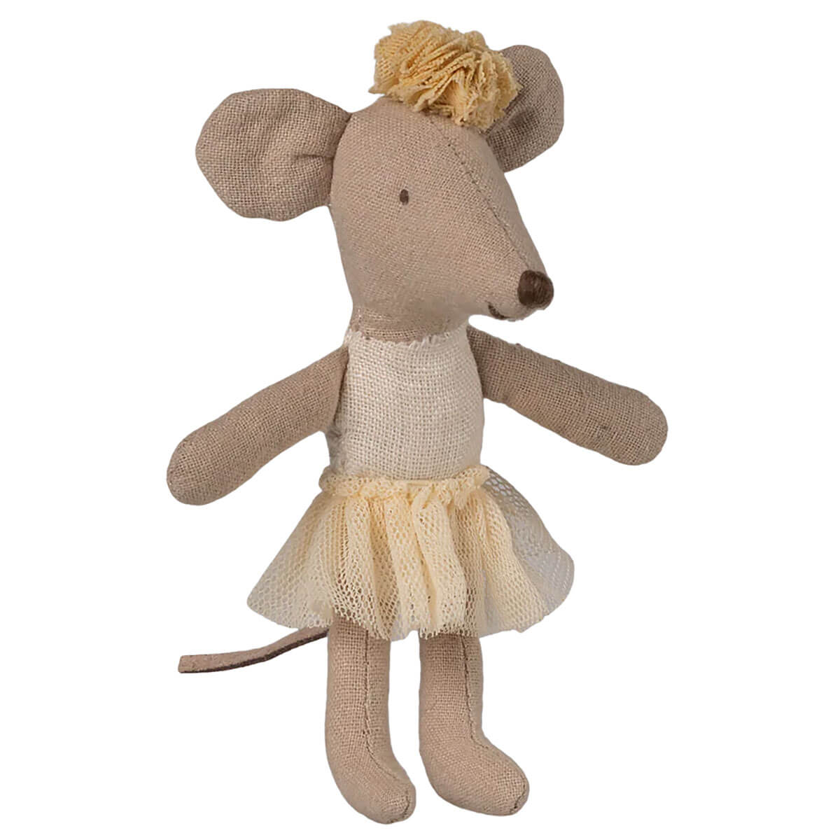 Little Sister Ballerina Mouse in Off-White / Yellow by Maileg