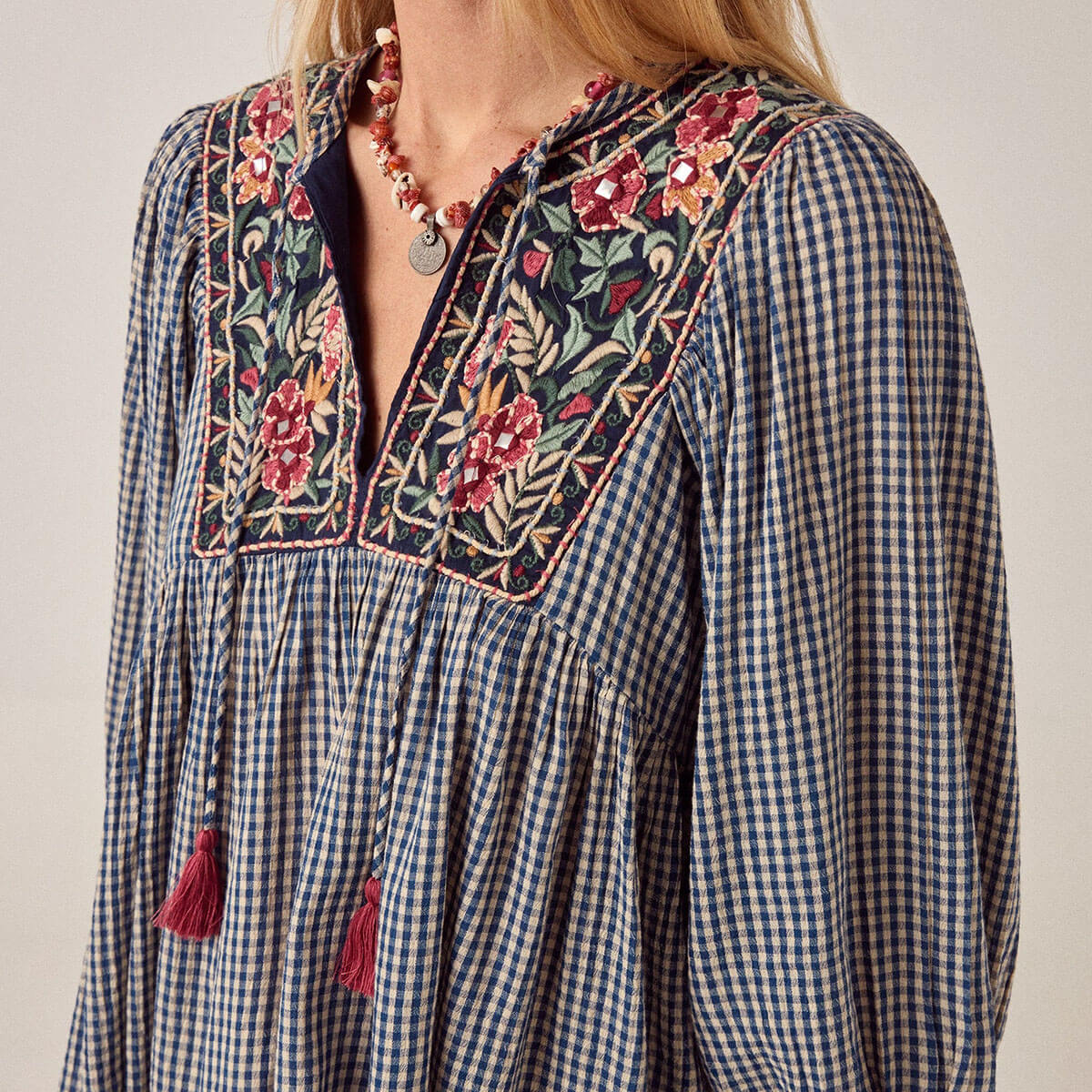 April Blouse in Bleu Picnic by Maison Hotel