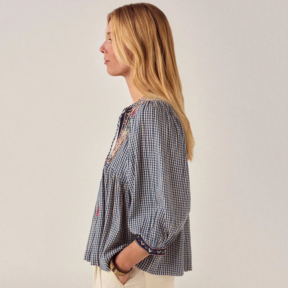 April Blouse in Bleu Picnic by Maison Hotel