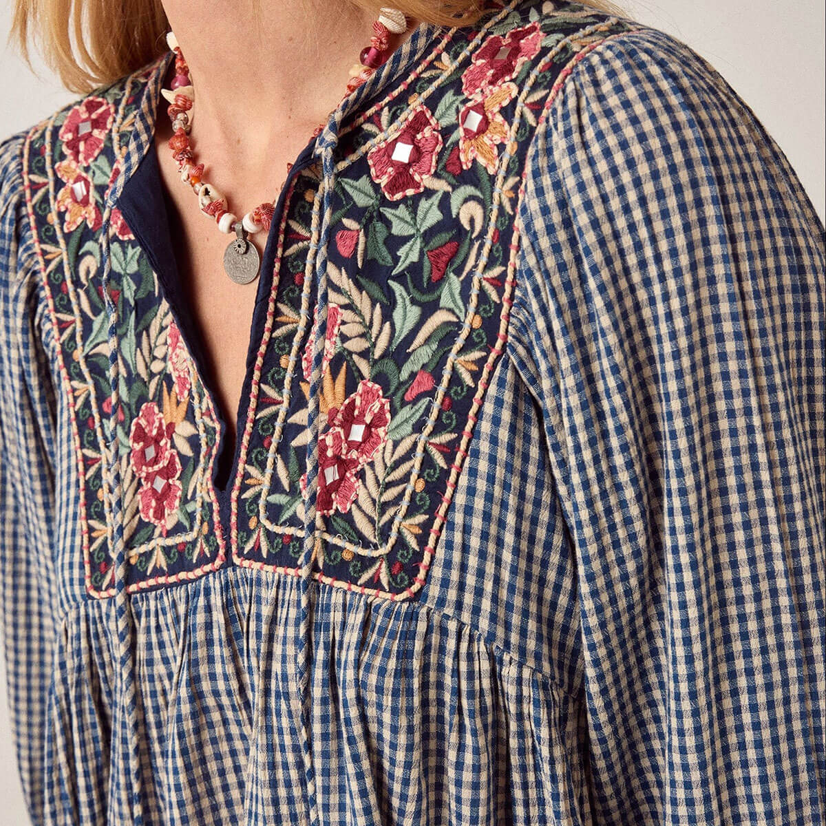 April Blouse in Bleu Picnic by Maison Hotel