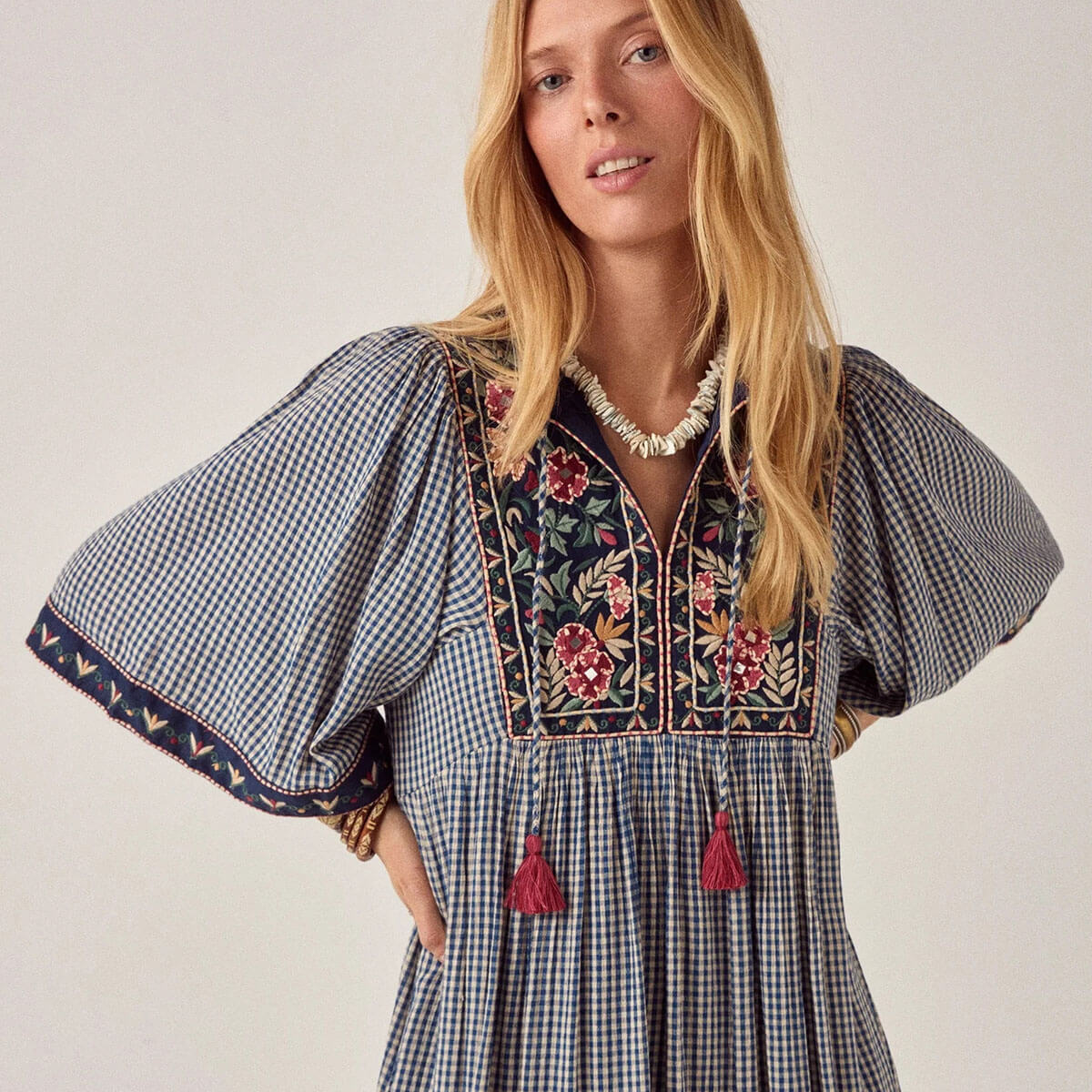 Augusta Dress in Bleu Picnic by Maison Hotel