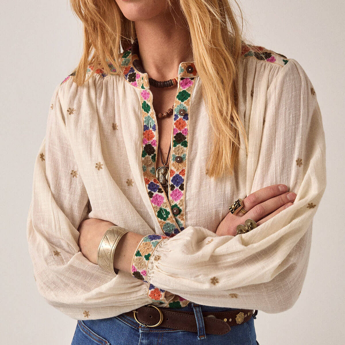 Cleo Blouse in Off White by Maison Hotel