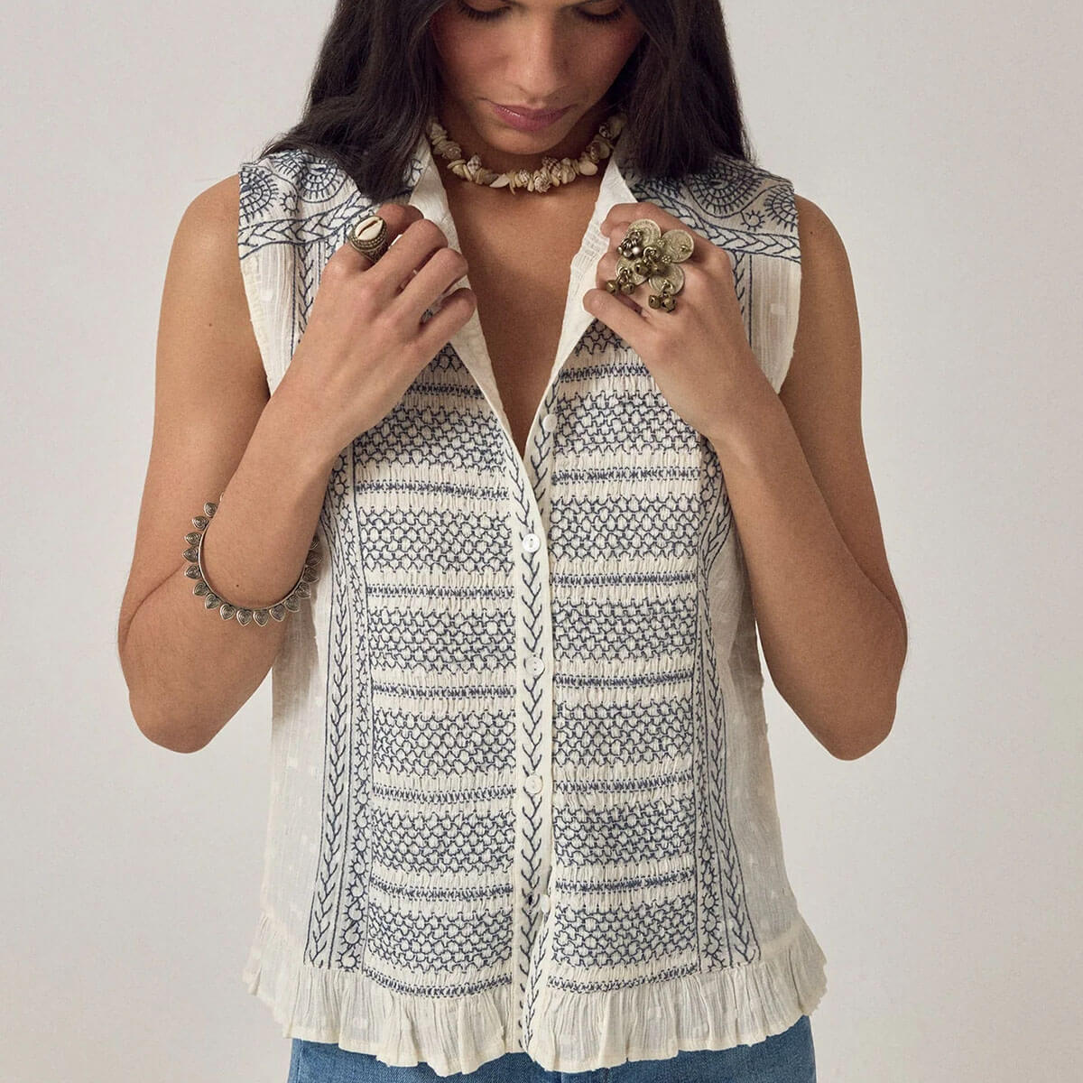 Irina Blouse in Lapis Lazuli by Maison Hotel