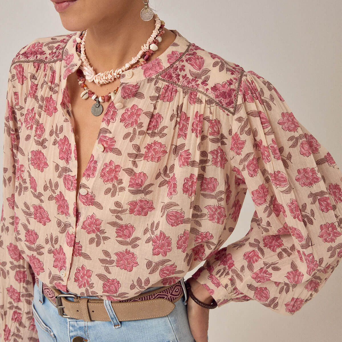 Lennox Blouse in Scottish Pink by Maison Hotel
