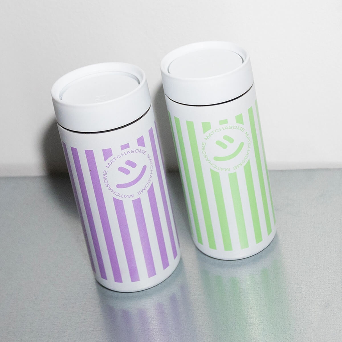360 Traveler Tumbler 355ml in Green Stripes by Matchasome x MiiR