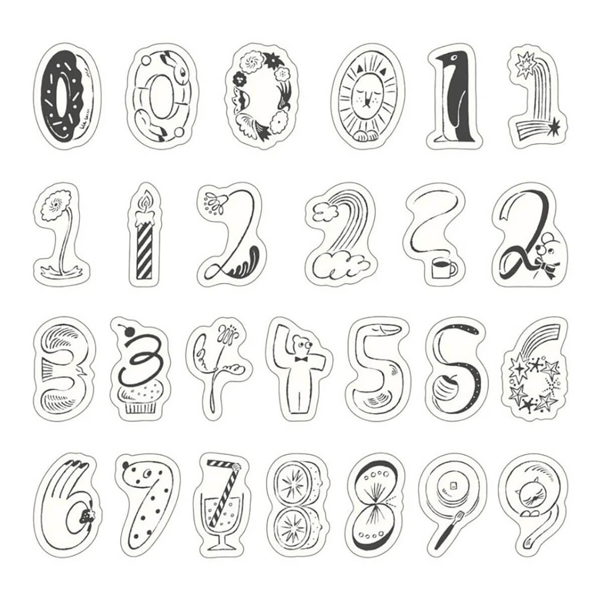 Numbers Yuru Log Roll Stickers by Midori