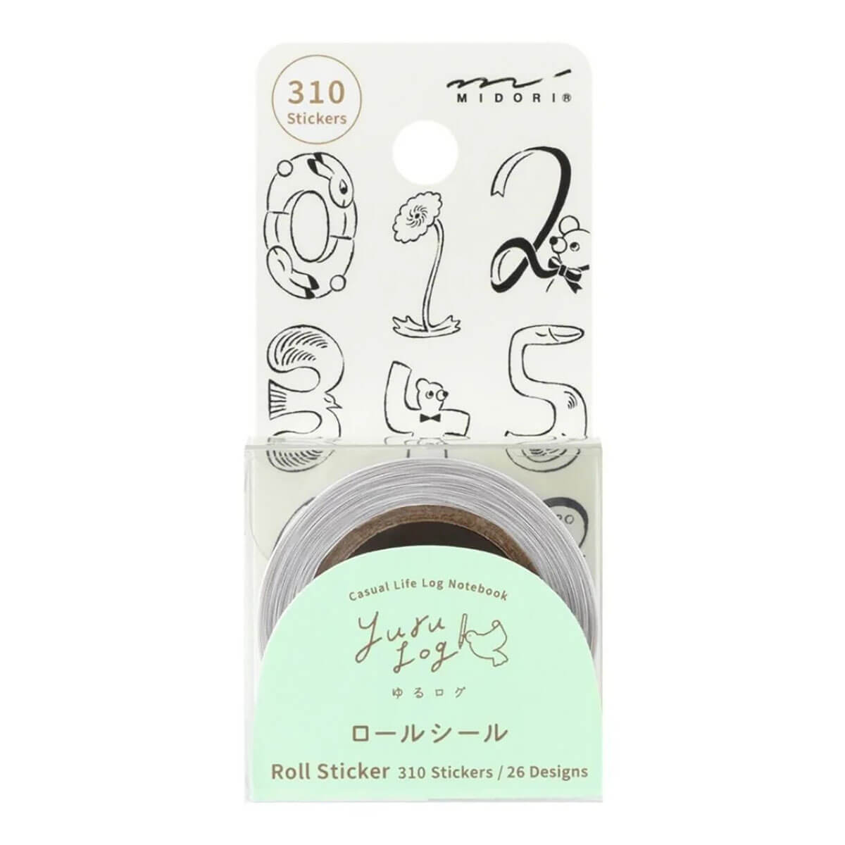 Numbers Yuru Log Roll Stickers by Midori