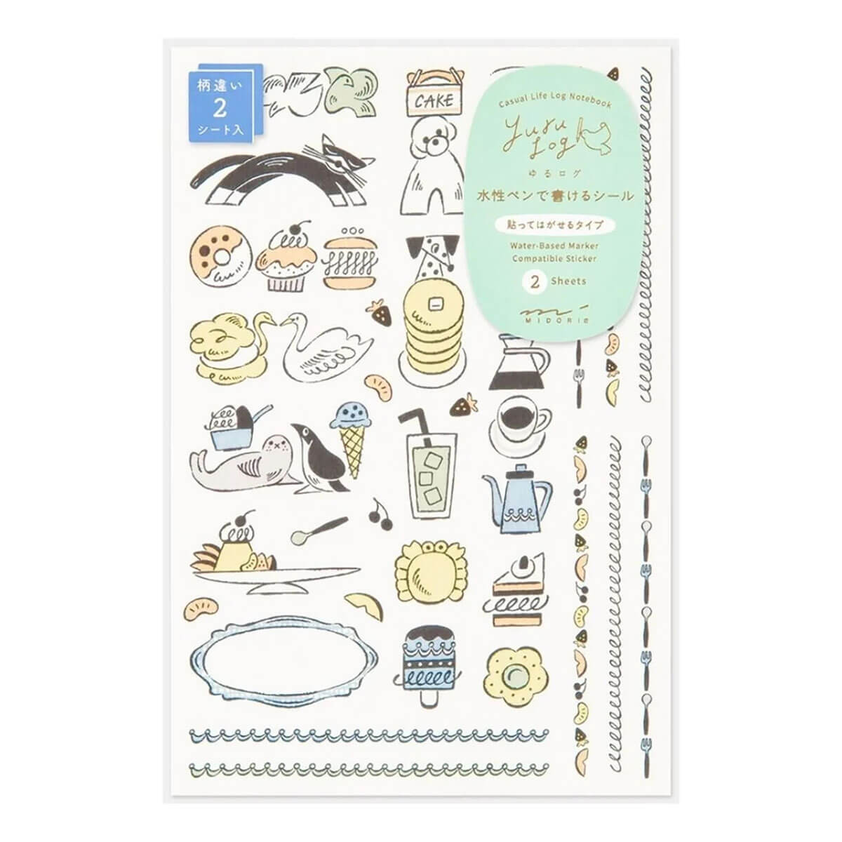 Sweets & Animals Yuru Log Stickers by Midori