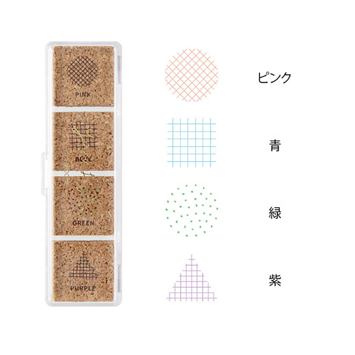 Geometry Yuru Log Pre-Inked Stamp Set by Midori