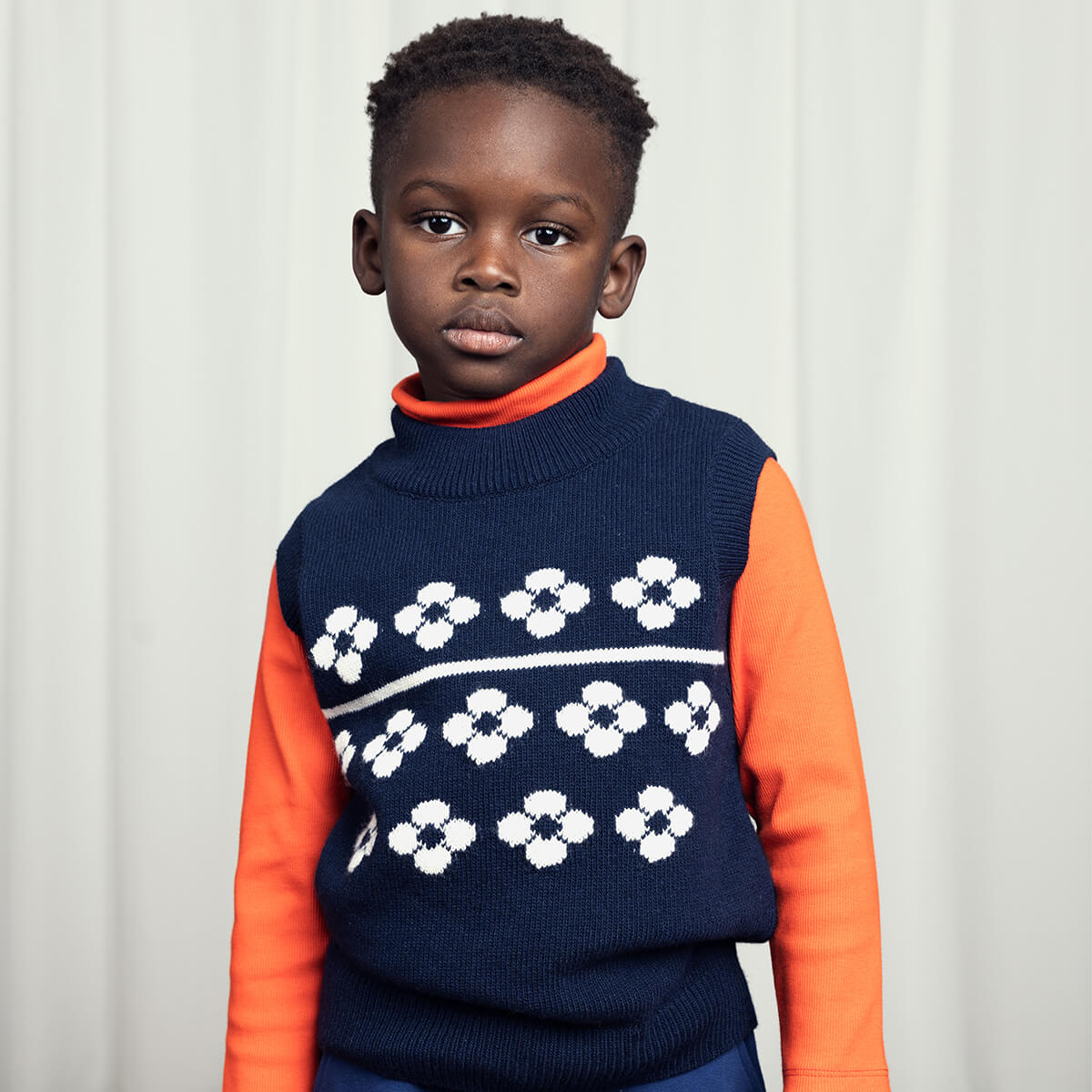 Flowers Knitted Wool Slipover in Blue by Mini Rodini - Last One In Stock - 92/98 (2-3 Years)