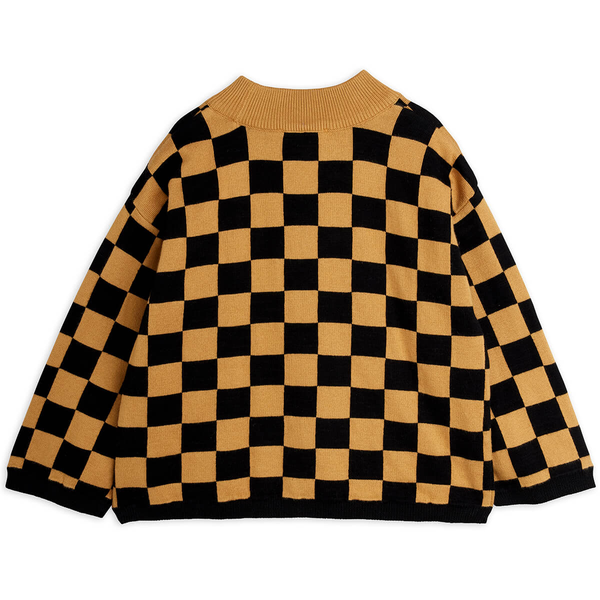 Chess Check Knitted Sweater in Brown by Mini Rodini