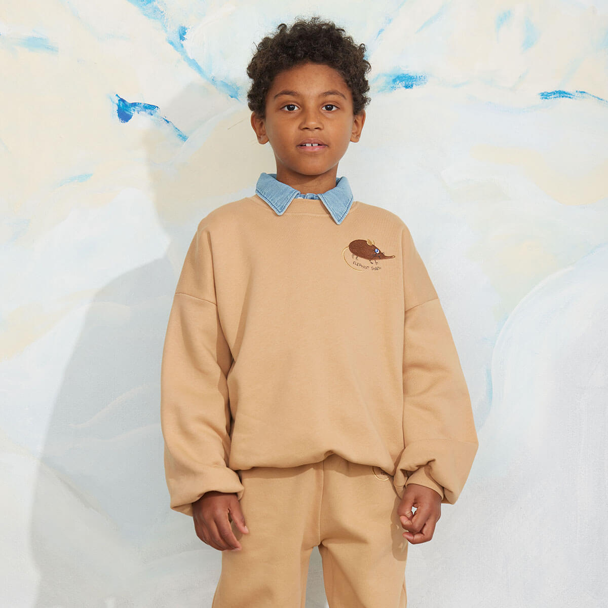 Elephant Shrew Embroidered Sweatshirt in Beige by Mini Rodini