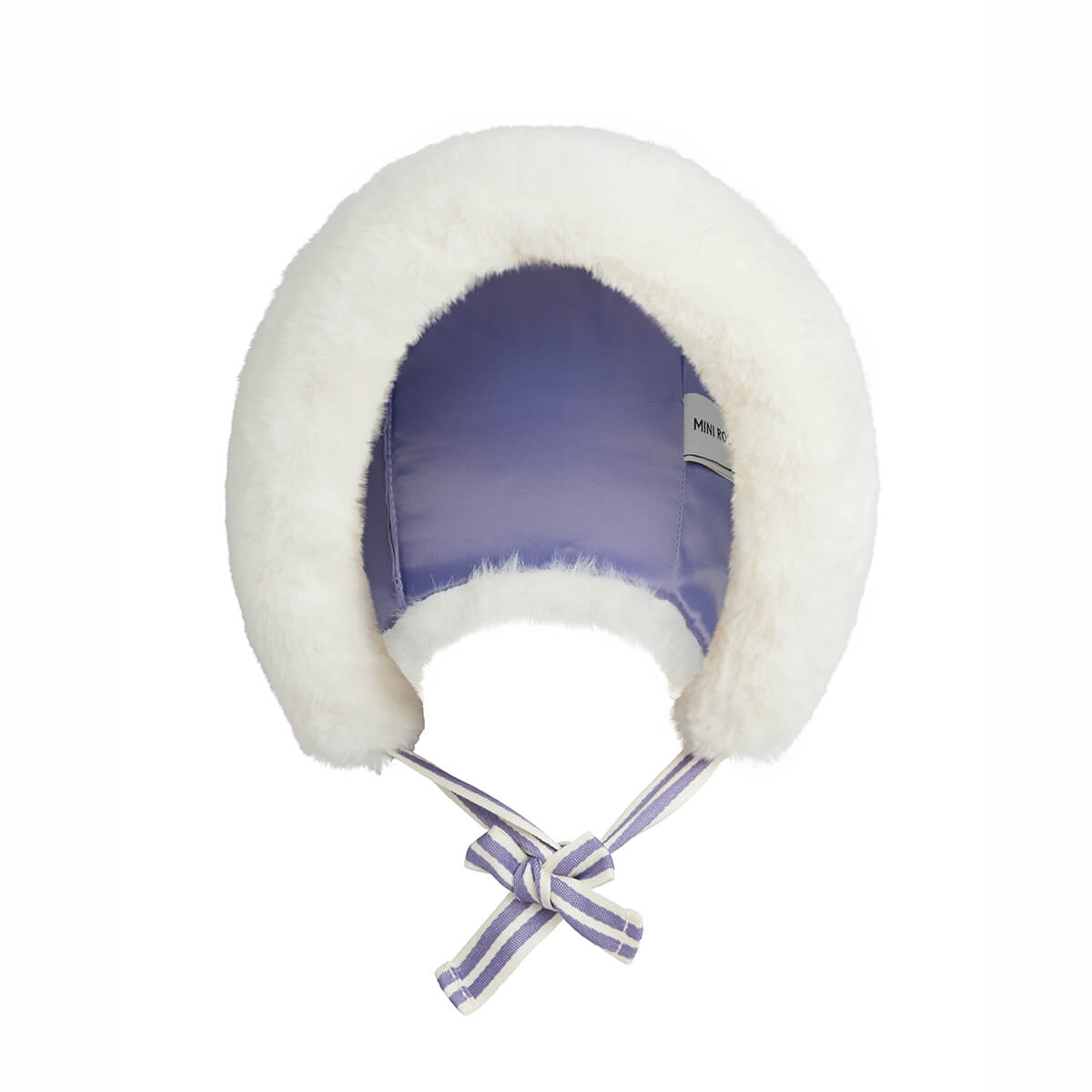 Faux Fur Fold Up Cap in Off White by Mini Rodini