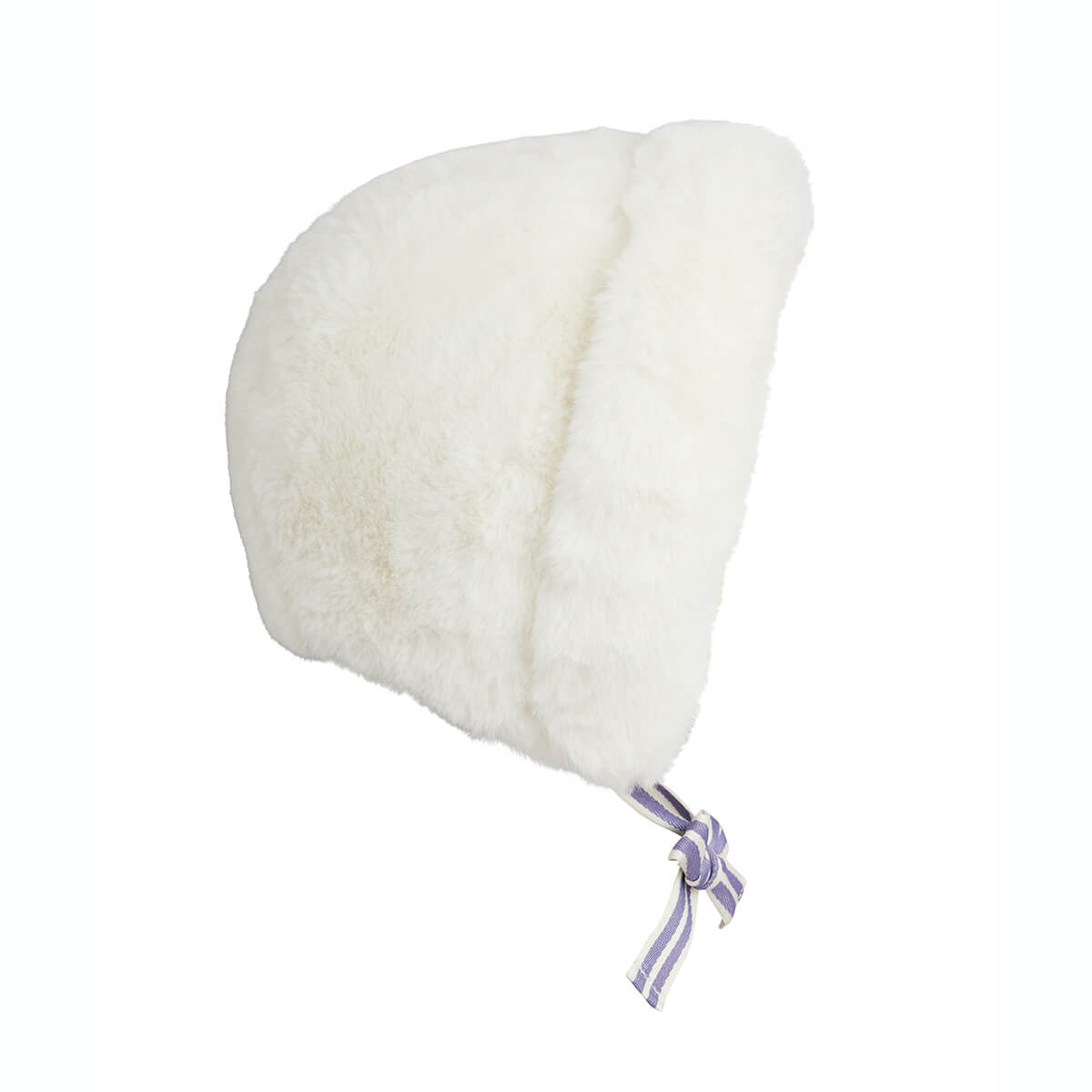 Faux Fur Fold Up Cap in Off White by Mini Rodini