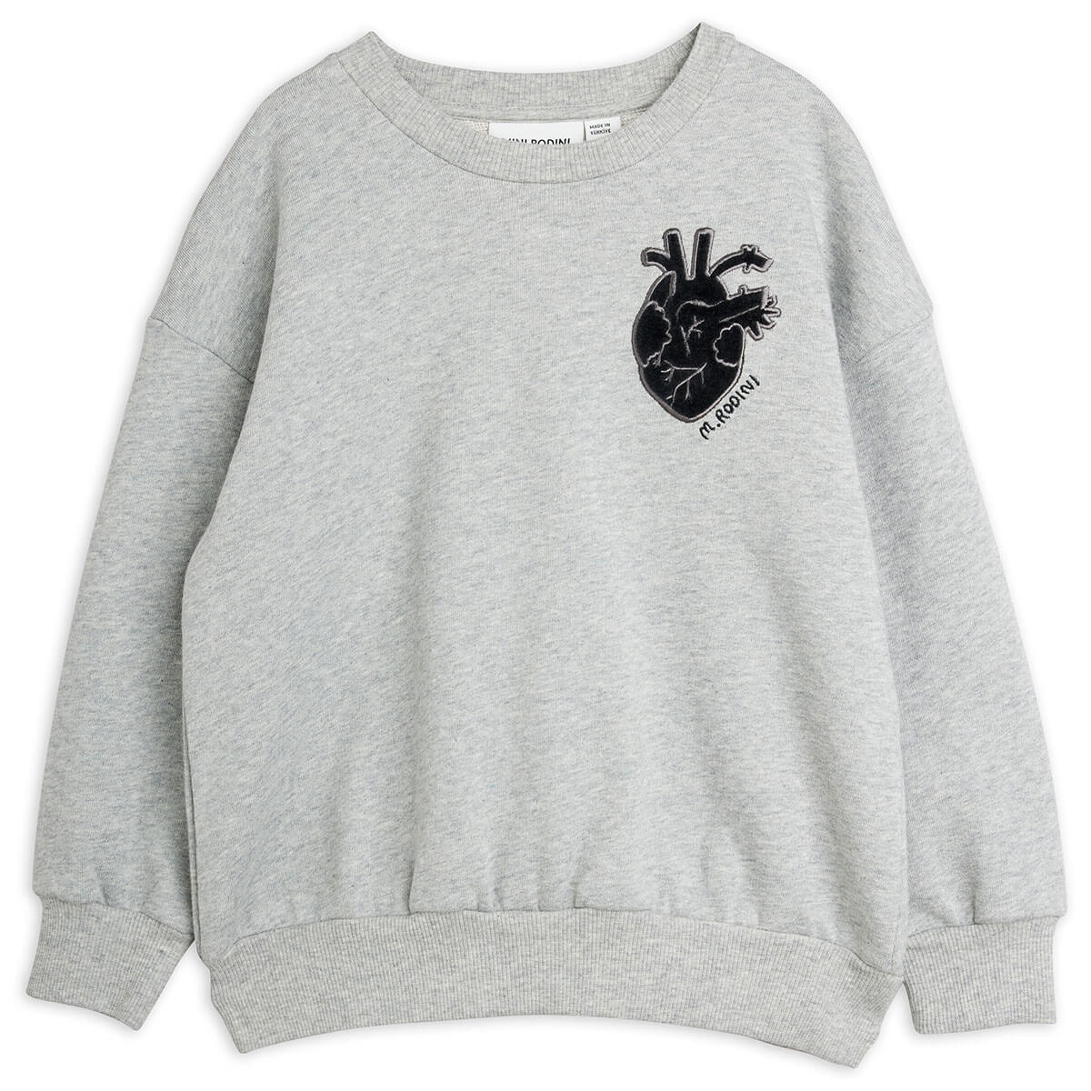 Heart Appliqué Sweatshirt in Grey Melange by Mini Rodini