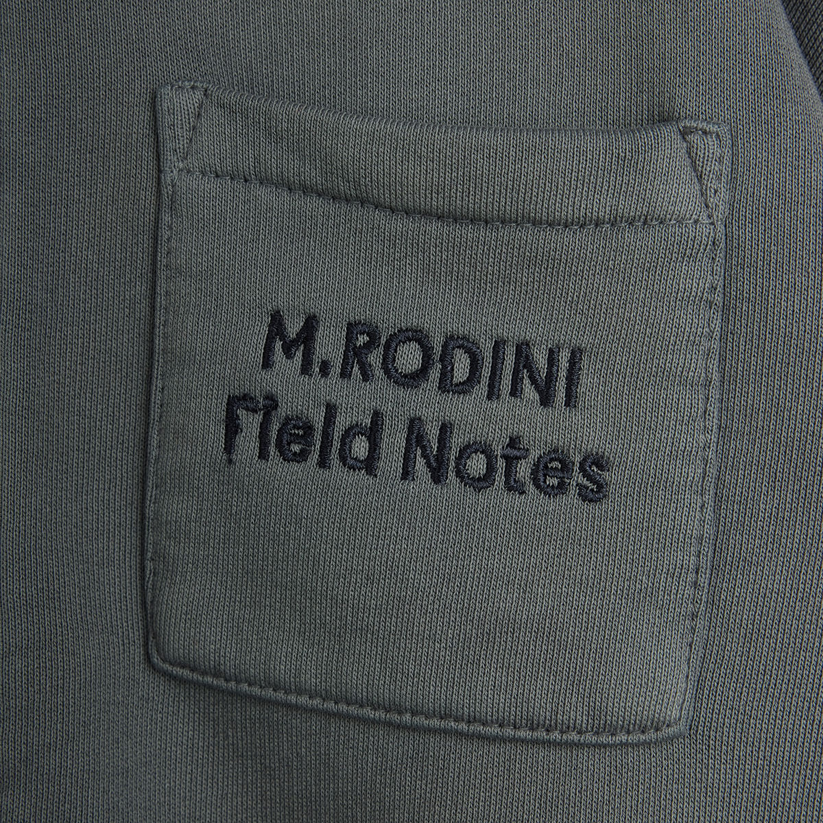 M.Rodini Field Notes Embroidered Hoodie in Grey by Mini Rodini