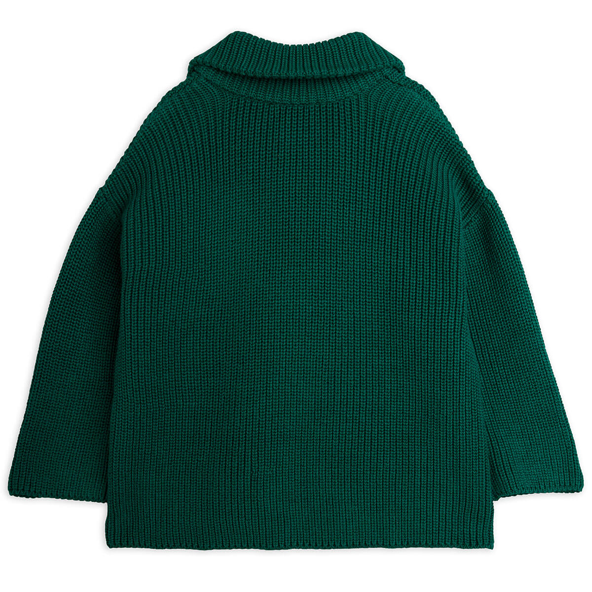 Panda Patch Chunky Knit Half Zip Sweater in Green by Mini Rodini