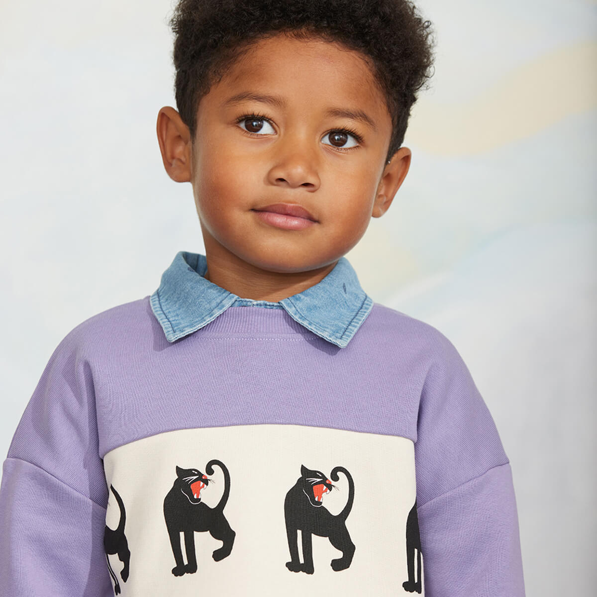 Panther Panel Sweatshirt in Purple by Mini Rodini