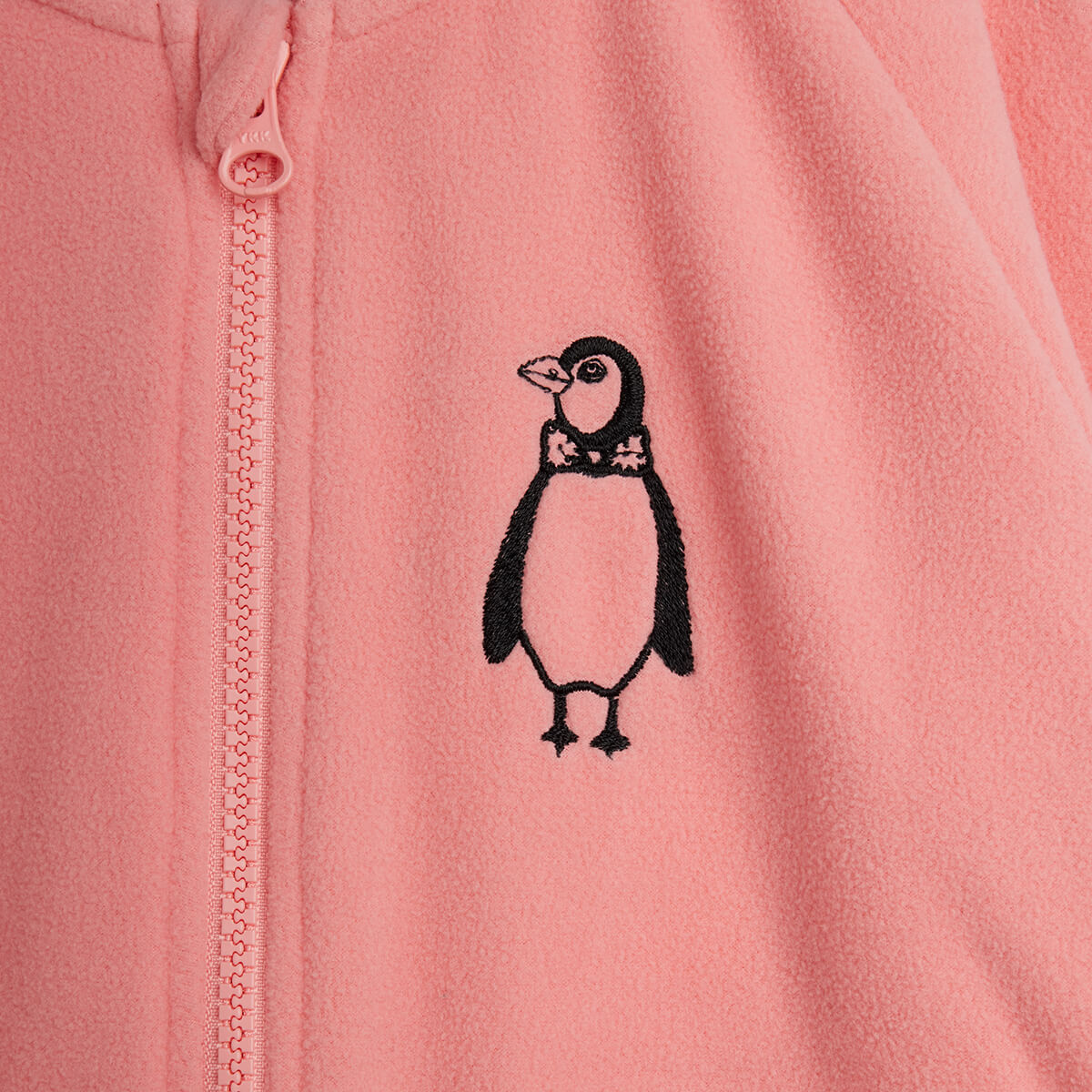 Penguin Embroidered Fleece Jacket in Pink by Mini Rodini