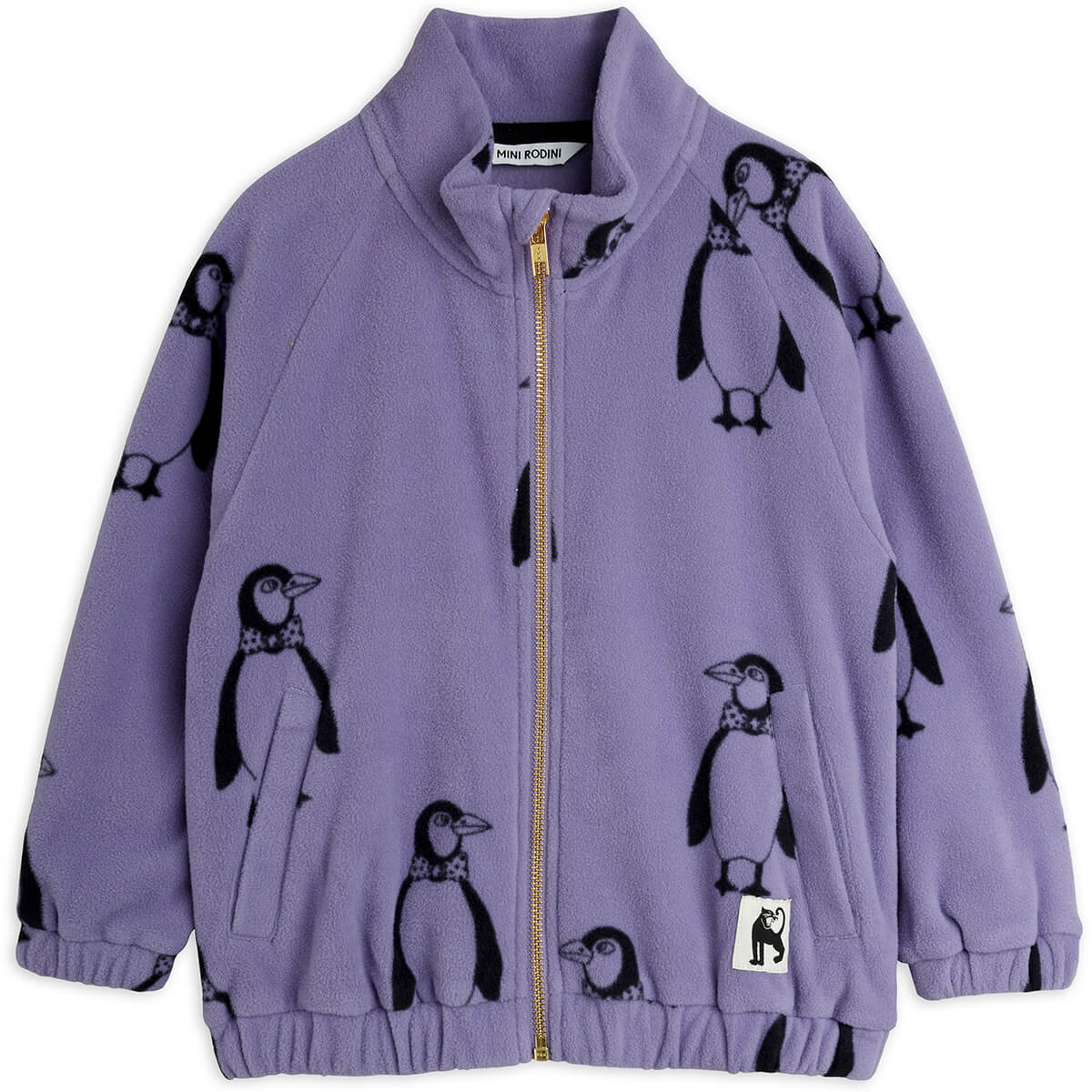 Penguin Fleece Jacket in Purple by Mini Rodini